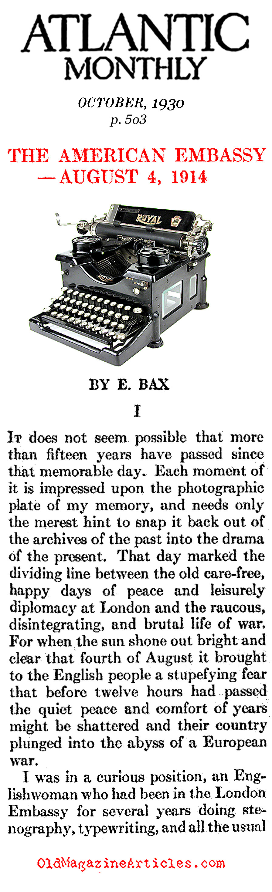 What the Stenographer Saw... (Atlantic Monthly, 1930)